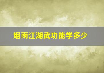 烟雨江湖武功能学多少