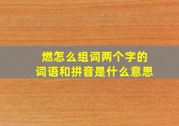 燃怎么组词两个字的词语和拼音是什么意思