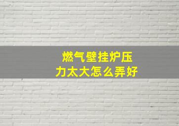 燃气壁挂炉压力太大怎么弄好