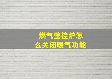 燃气壁挂炉怎么关闭暖气功能