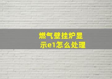 燃气壁挂炉显示e1怎么处理