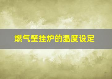 燃气壁挂炉的温度设定