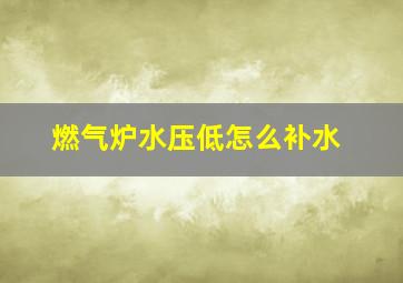 燃气炉水压低怎么补水