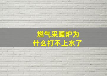 燃气采暖炉为什么打不上水了