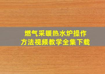 燃气采暖热水炉操作方法视频教学全集下载