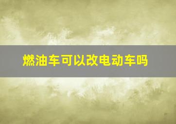 燃油车可以改电动车吗