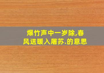 爆竹声中一岁除,春风送暖入屠苏.的意思