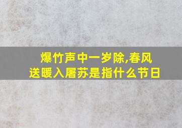 爆竹声中一岁除,春风送暖入屠苏是指什么节日