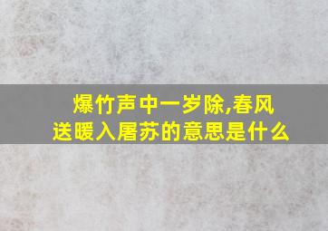 爆竹声中一岁除,春风送暖入屠苏的意思是什么