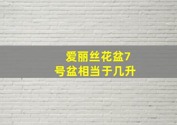 爱丽丝花盆7号盆相当于几升