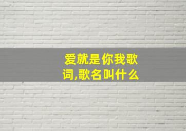 爱就是你我歌词,歌名叫什么