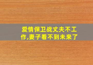 爱情保卫战丈夫不工作,妻子看不到未来了