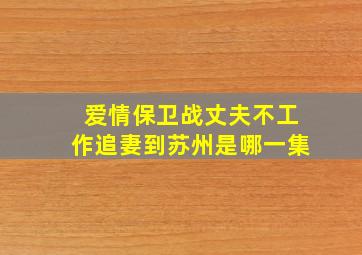 爱情保卫战丈夫不工作追妻到苏州是哪一集