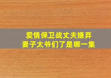 爱情保卫战丈夫嫌弃妻子太爷们了是哪一集