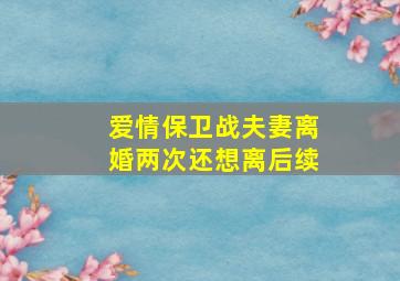 爱情保卫战夫妻离婚两次还想离后续