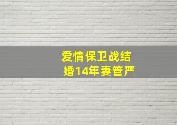 爱情保卫战结婚14年妻管严