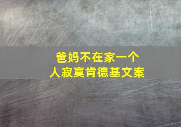 爸妈不在家一个人寂寞肯德基文案