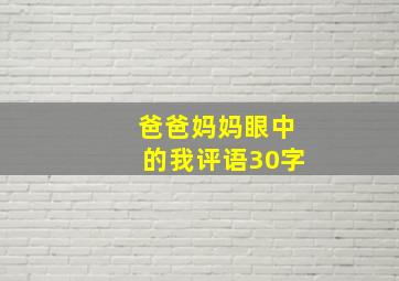 爸爸妈妈眼中的我评语30字