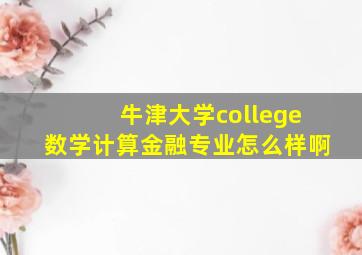 牛津大学college数学计算金融专业怎么样啊