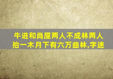 牛进和尚屋两人不成林两人抬一木月下有六万曲林,字迷