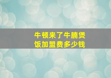 牛顿来了牛腩煲饭加盟费多少钱