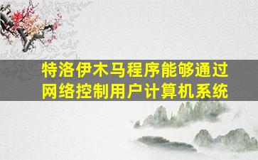 特洛伊木马程序能够通过网络控制用户计算机系统