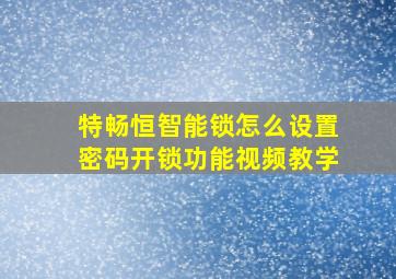 特畅恒智能锁怎么设置密码开锁功能视频教学