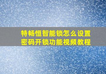 特畅恒智能锁怎么设置密码开锁功能视频教程