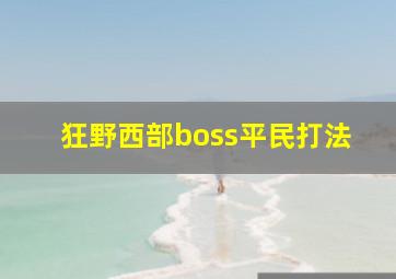 狂野西部boss平民打法