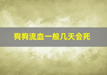 狗狗流血一般几天会死