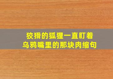 狡猾的狐狸一直盯着乌鸦嘴里的那块肉缩句