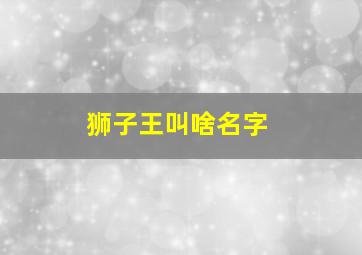 狮子王叫啥名字