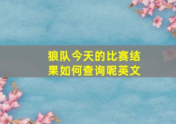 狼队今天的比赛结果如何查询呢英文