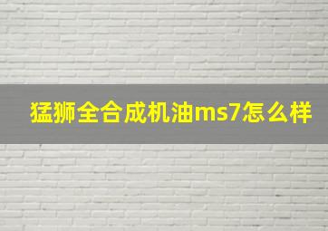 猛狮全合成机油ms7怎么样