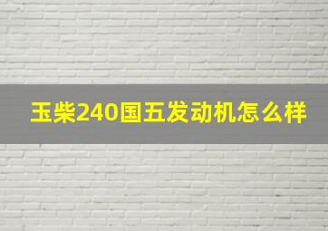 玉柴240国五发动机怎么样