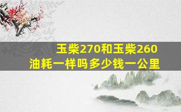 玉柴270和玉柴260油耗一样吗多少钱一公里