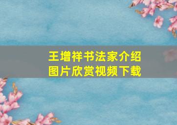 王增祥书法家介绍图片欣赏视频下载