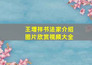 王增祥书法家介绍图片欣赏视频大全