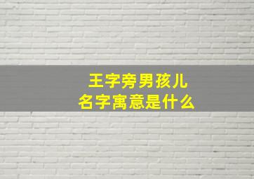 王字旁男孩儿名字寓意是什么