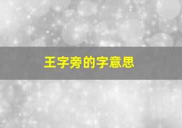 王字旁的字意思