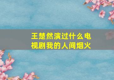 王楚然演过什么电视剧我的人间烟火