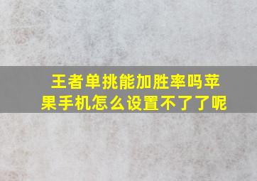 王者单挑能加胜率吗苹果手机怎么设置不了了呢