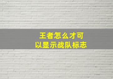 王者怎么才可以显示战队标志