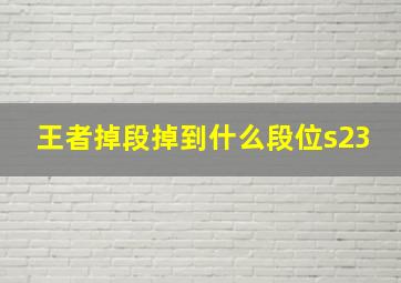 王者掉段掉到什么段位s23