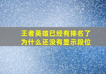 王者英雄已经有排名了为什么还没有显示段位