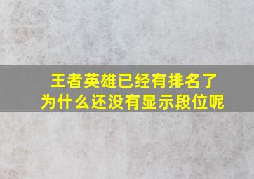 王者英雄已经有排名了为什么还没有显示段位呢