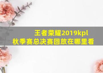 王者荣耀2019kpl秋季赛总决赛回放在哪里看