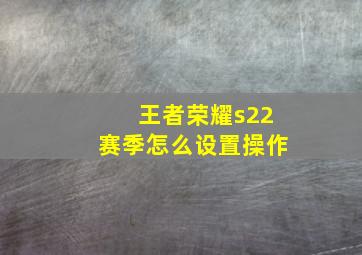 王者荣耀s22赛季怎么设置操作