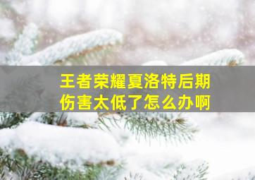 王者荣耀夏洛特后期伤害太低了怎么办啊