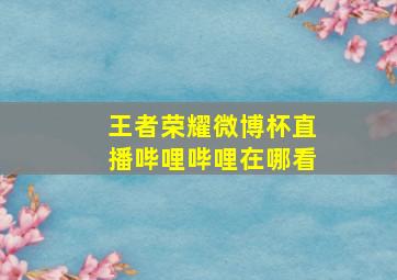 王者荣耀微博杯直播哔哩哔哩在哪看